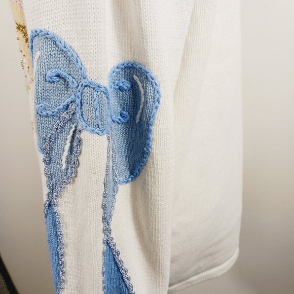 Storybook Knits Christmas, Holiday Cardigan Sweater, Ornaments & Ribbon, Size M - Picture 5 of 16